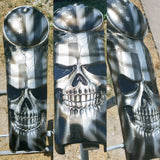 Big 3D Skull Tattered American Flag Harley console