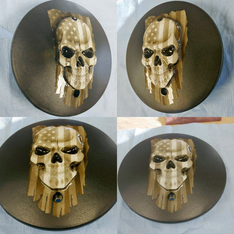 3D Skull with American flag flat black background Victory/INDIAN primary Cover