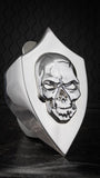 Chrome Harley horn 3D skull with tattered American flag