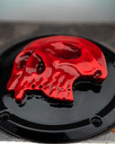 Harley Davidson derby cover and point covers of twisted red skull