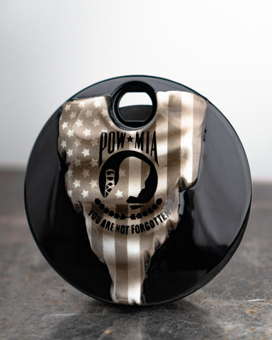 3D tattered American flag with POW-MIA