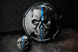 Points and Derby cover with Thin blue line ghosted American flag gloss black background