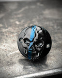 Points and Derby cover with Thin blue line ghosted American flag gloss black background