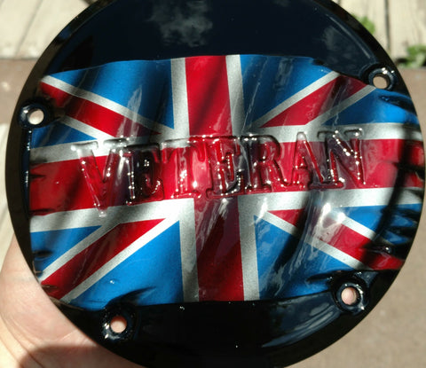 3D tattered Veteran British flag Harley derby cover