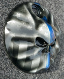 3D Skull with Thin Blue Line theme flag Harley fuel door