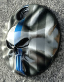 3D Skull with Thin Blue Line theme flag Harley fuel door