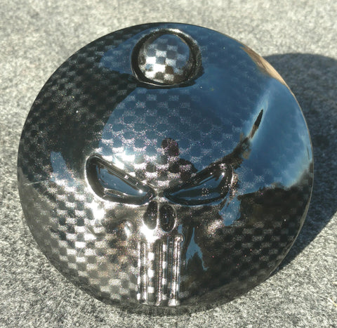 3D skull stretching through carbon fiber Harley  fuel door