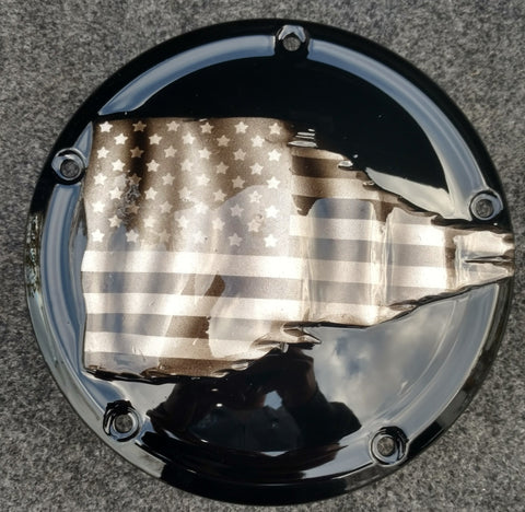 Tattered American Flag  Harley derby cover