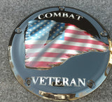 Combat Veteran Tattered flag Harley derby cover black background