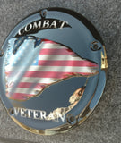 Combat Veteran Tattered flag Harley derby cover black background