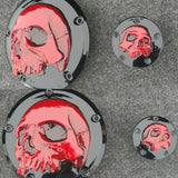 Harley Davidson derby cover and point covers of twisted red skull