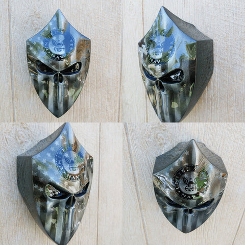 Custom Harley horn 3D Punisher with ghosted American flag Navy logo