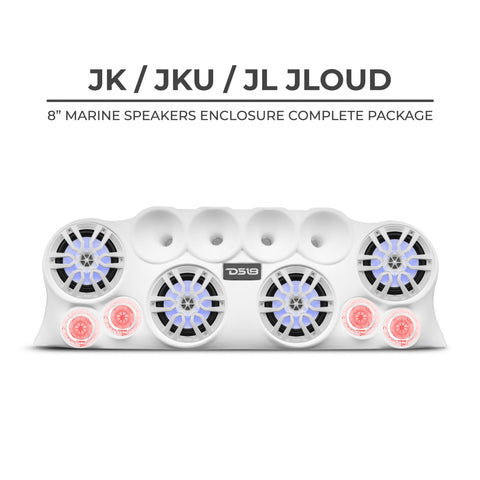 DS18 J-LOUD Jeep Wrangler JK/JKU/JL Loaded Sound Bar System, Black / White