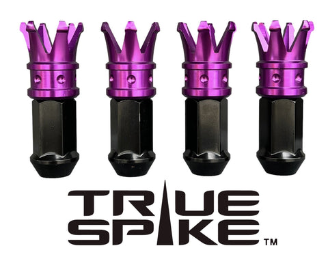 12x1.25 MM 89MM LONG CNC MACHINED FORGED STEEL EXTENDED CROWN SPIKE LUG NUTS WITH ANODIZED ALUMINUM CAP