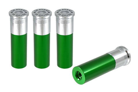 SHOTGUN SHELL "GO AHEAD MAKE MY DAY" LUG NUT CAPS CNC MACHINED BILLET ALUMINUM CHROME TOP, MANY FINISHES TO CHOOSE FROM / CAP: 20MM DIAMETER 76MM HEIGHT PART # LGC039 & LGC040