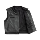 Two Tone Lowrider Perforated Men's Leather Vest White