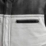Two Tone Lowrider Perforated Men's Leather Vest White