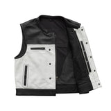 Two Tone Lowrider Perforated Men's Leather Vest White