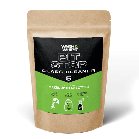 WASH&WHIPS Pit Stop Glass Cleaner / All Surface Cleaner Refill Tablets (Makes 5 Gallons)