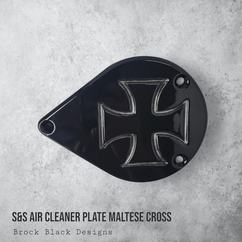 S&S teardrop air cleaner cover plate Maltese cross