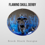 Harley Derby Cover Flames and skulls