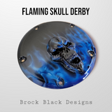 Harley Derby Cover Flames and skulls