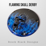 Harley Derby Cover Flames and skulls