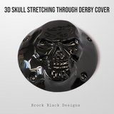 3D skull stretching through Harley derby cover