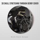 3D skull stretching through Harley derby cover