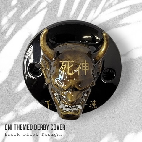 Oni themed Harley derby cover