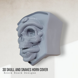 3D Skull and snakes side-mounted horn cover