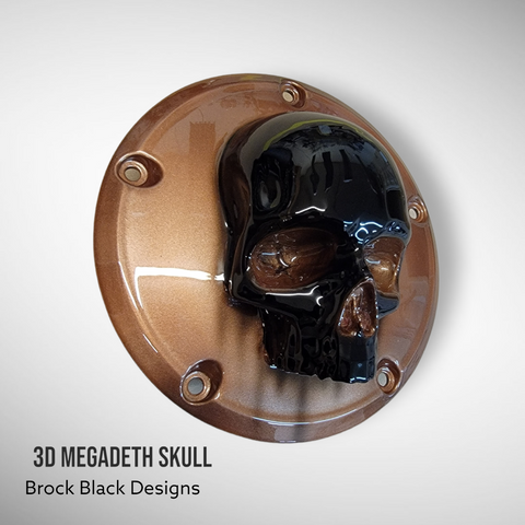 Harley Davidson Derby cover with Megadeth skull