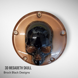 Harley Davidson Derby cover with Megadeth skull