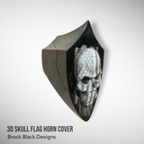 Custom Side-mounted horn 3D skull with tattered American flag