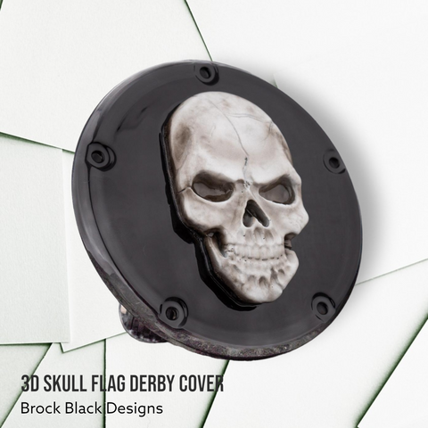 3D Skull Harley derby and points cover
