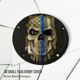 Points and Derby cover with Thin blue line ghosted American flag gloss black background
