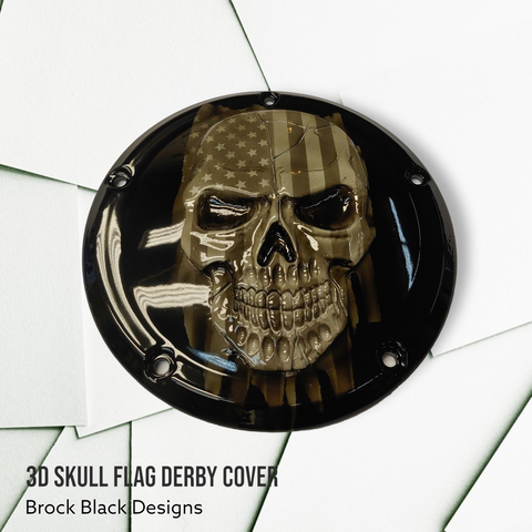 Points and Derby cover with Thin blue line ghosted American flag gloss black background