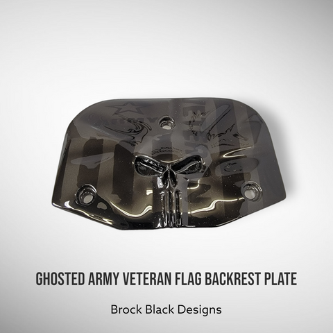 Backrest plate punisher with ghosted Army Veteran flag