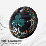3D clover with Celtic design Harley fuel door