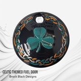 3D clover with Celtic design Harley fuel door
