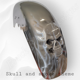 3D skull stretching through with smoke tins