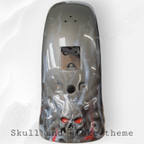 3D skull stretching through with smoke tins