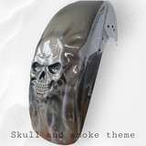 3D skull stretching through with smoke tins