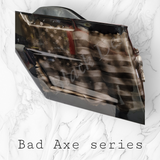 Bad Axe with American flag bags