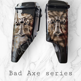 Bad Axe with American flag bags