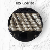 Tattered American Flag with Veteran Harley derby cover