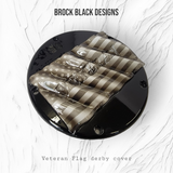 Tattered American Flag with Veteran Harley derby cover