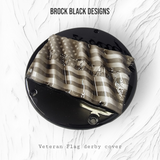Tattered American Flag with Veteran Harley derby cover