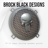 97-25+ Harley inner 3D punisher speakers grill covers set