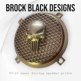 97-25+ Harley inner 3D punisher speakers grill covers set